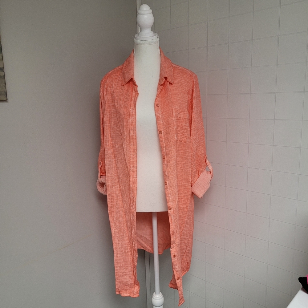 Long Button Front blouse - Picture 2 of 5